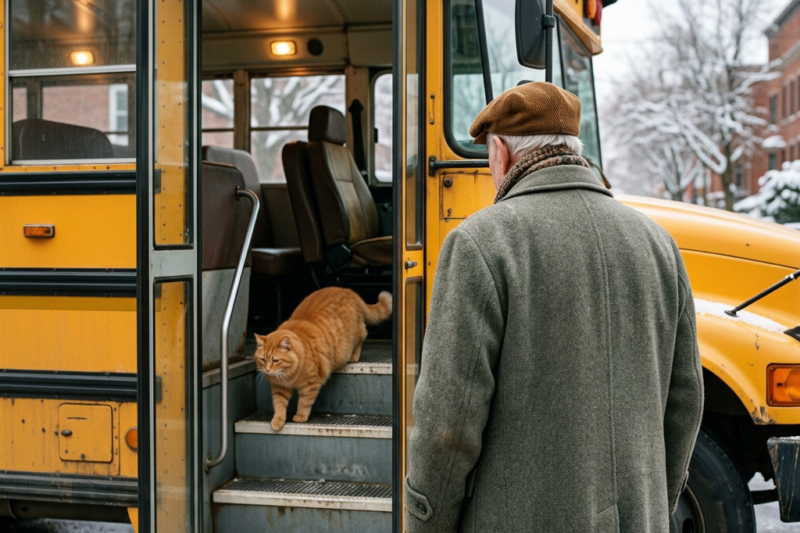 His Cat Secretly Rode the School Bus Every Morning. When He Finally Followed Him, He Broke Down in Tears.